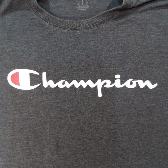 Champion Script Logo T-Shirt Dark Gray Men’s Size L - Picture 3 of 6